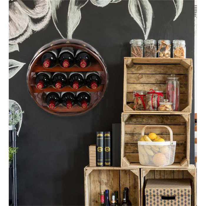 Millwood Pines Barrell Wine Rack Vintage Wall Mounted Barrel Wine